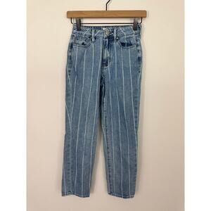 PacSun Striped Mom Jeans Blue White High Rise Size 22